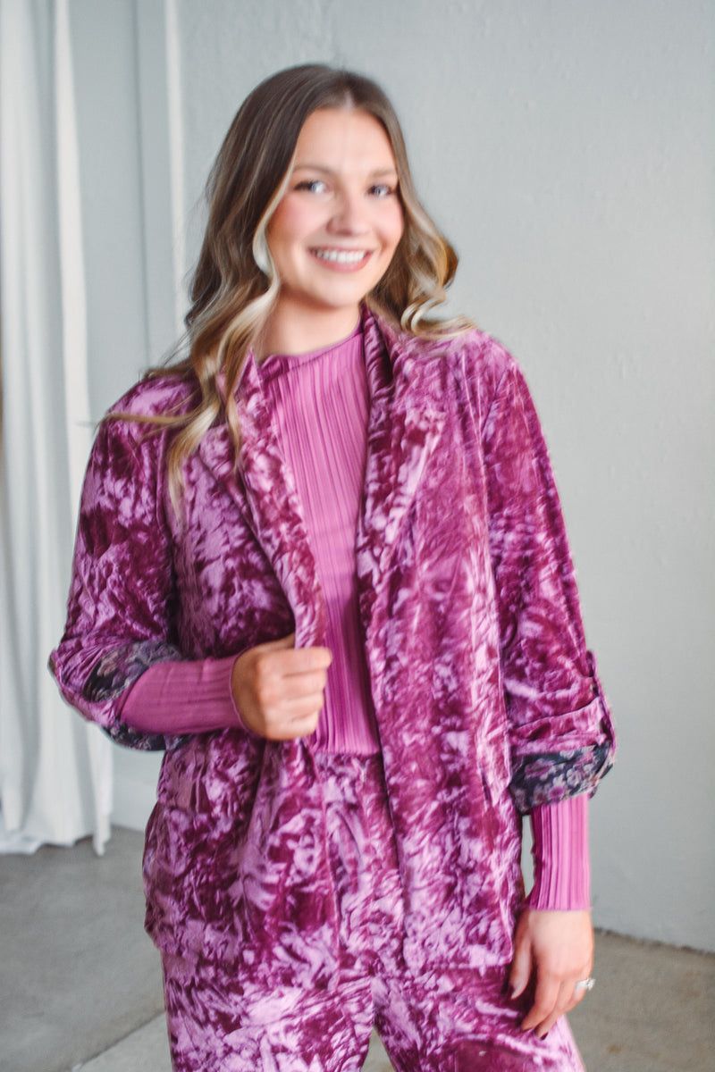 Berry Luxe Velvet Blazer