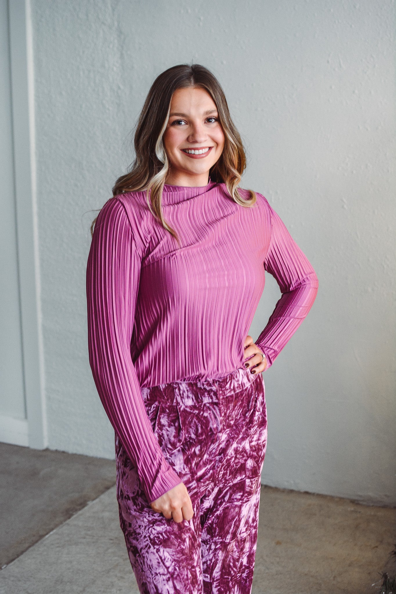 Berry Sloan Pleated Top