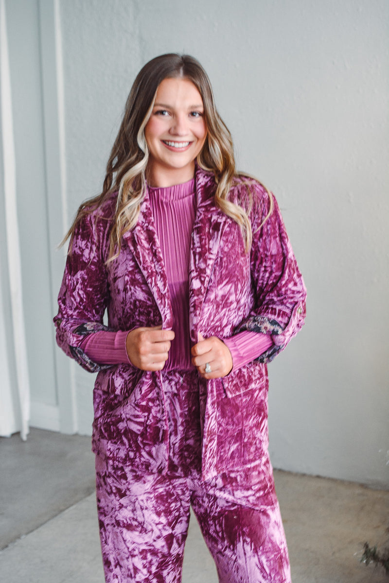 Berry Luxe Velvet Blazer