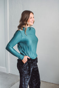 Sea Green Sloan Pleated Top