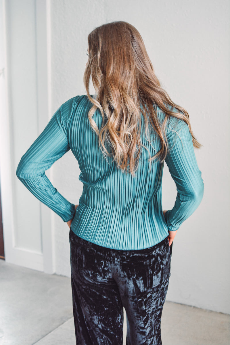 Sea Green Sloan Pleated Top