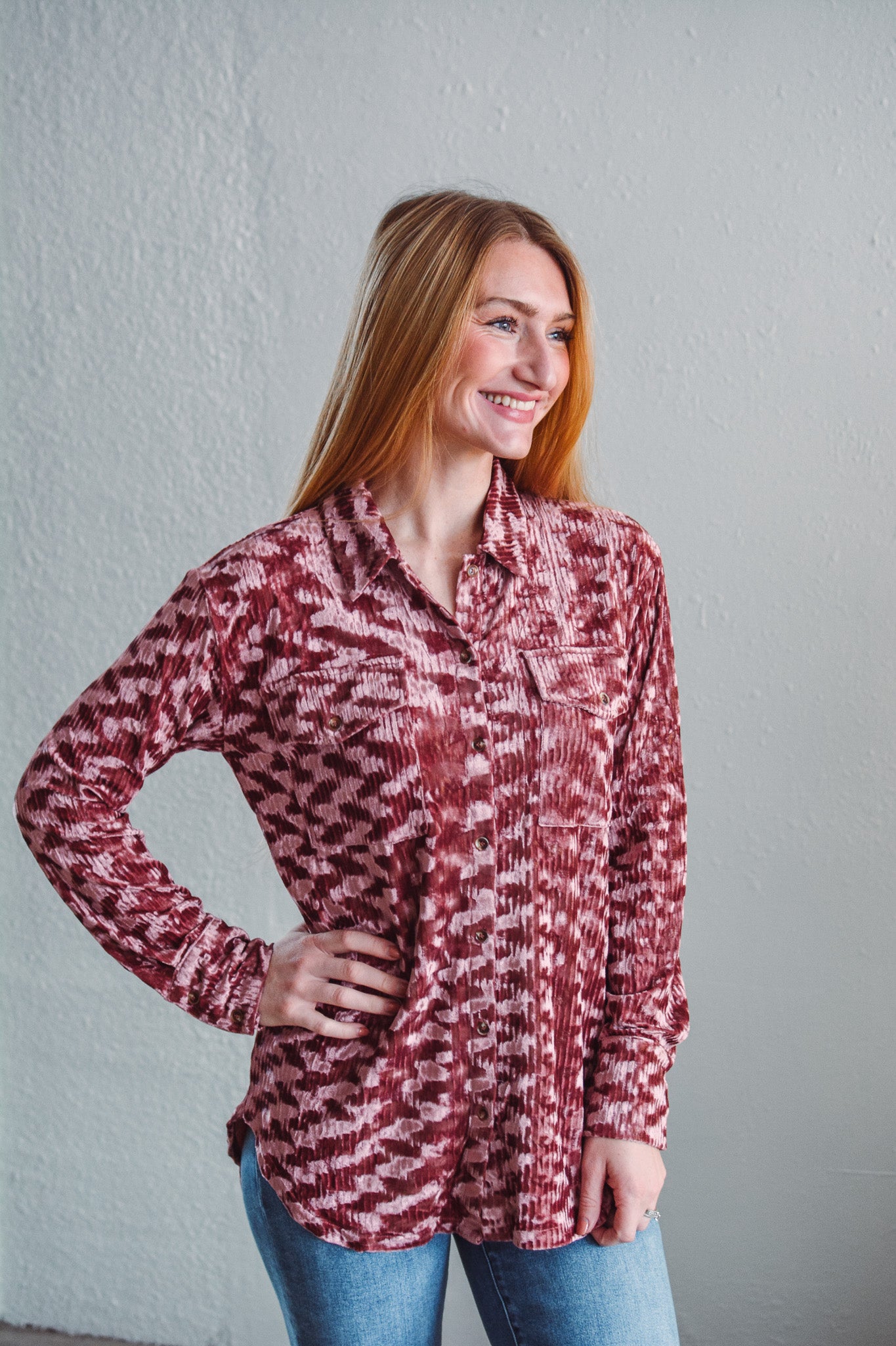 Aurora Velvet Blouse - Mauve