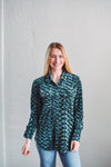Aurora Velvet Blouse - Teal