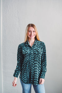 Aurora Velvet Blouse - Teal