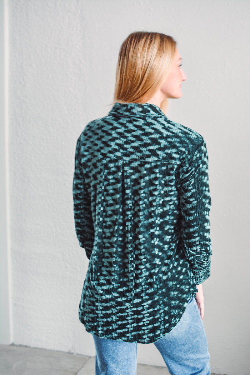 Aurora Velvet Blouse - Teal