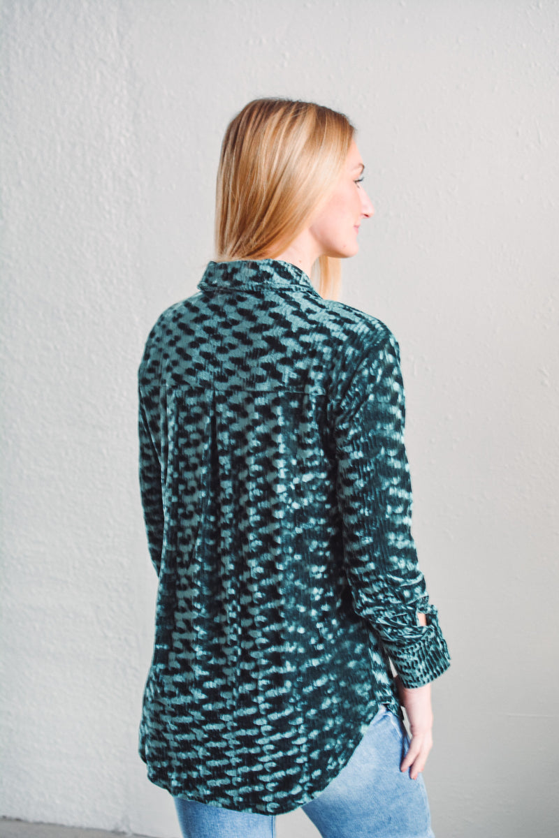 Aurora Velvet Blouse - Teal