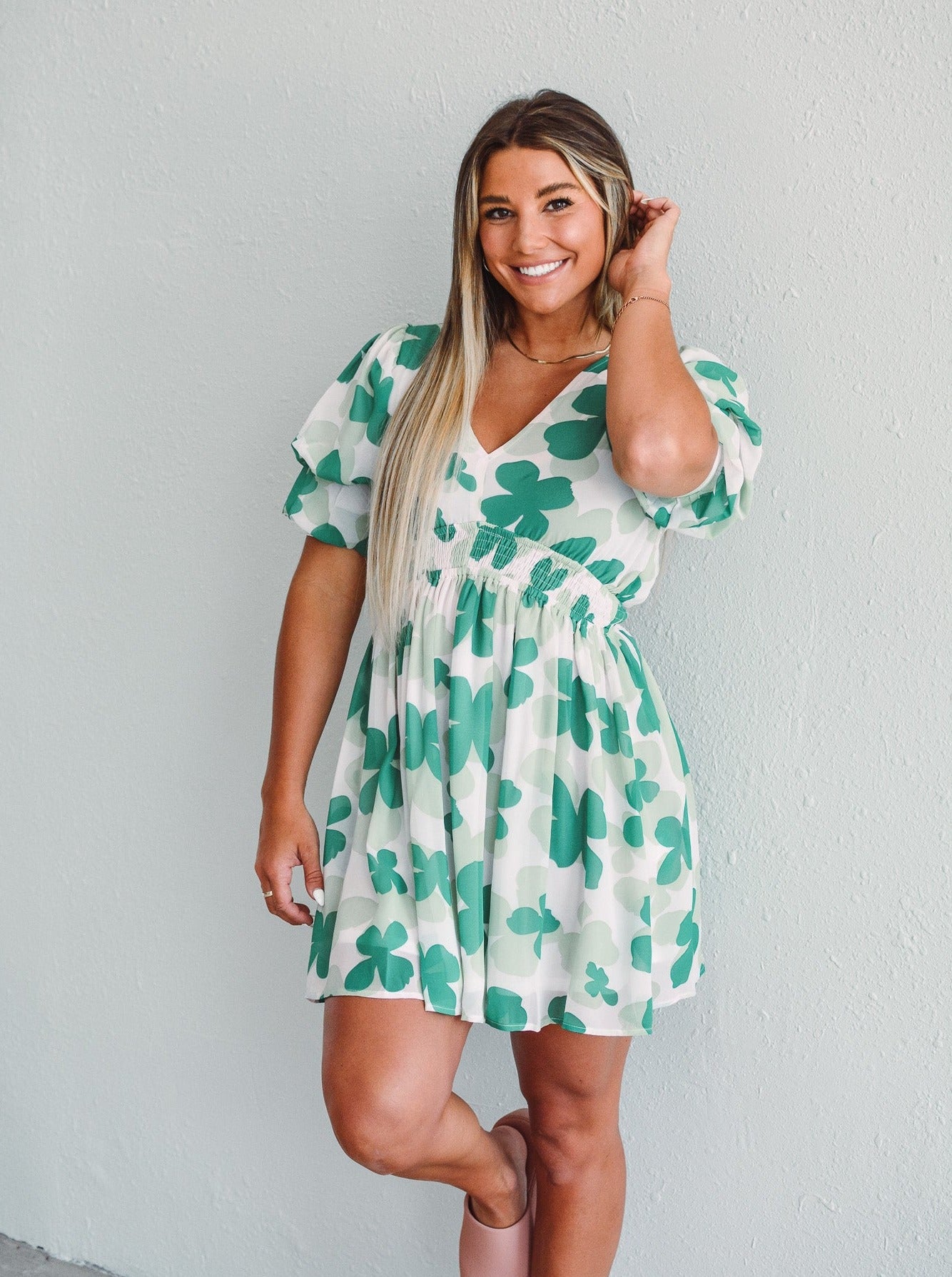 Green Dream Puffer Dress - L Green Dream Puffer Dress - L