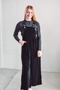 Black Aspen Velvet Overalls