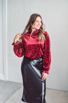 Cranberry Velvet Blouse