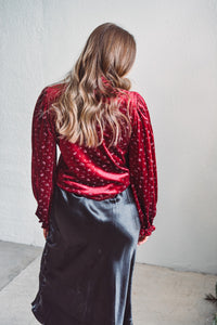 Cranberry Velvet Blouse