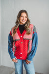 Juliette Festive Stitch Cardi - Red