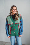 Juliette Festive Stitch Cardi - Green