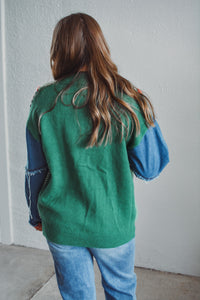 Juliette Festive Stitch Cardi - Green