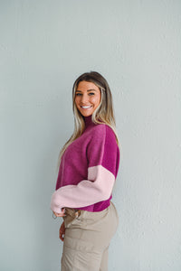 Magenta Block Sweater