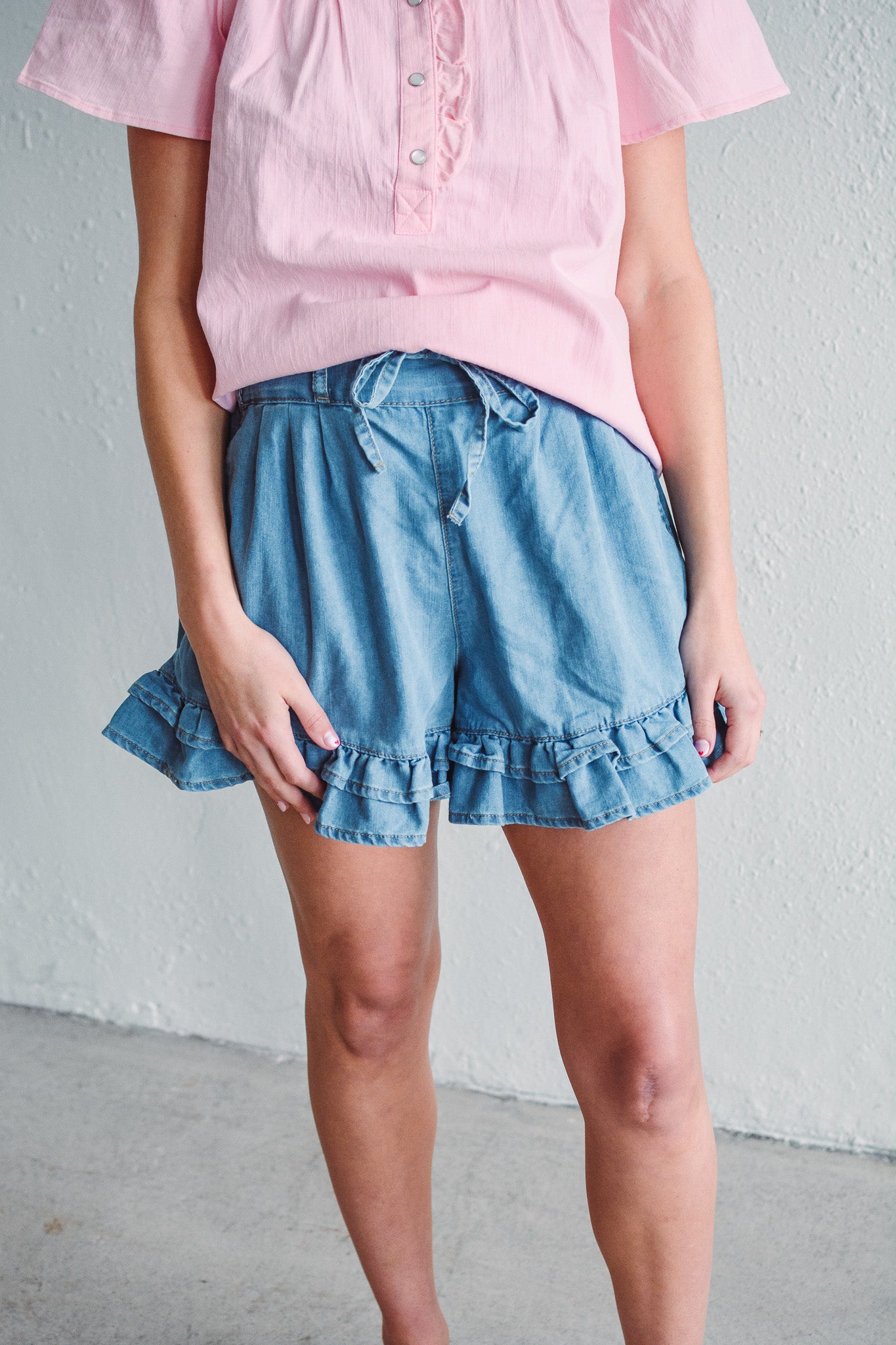 Ruffle Denim Shorts