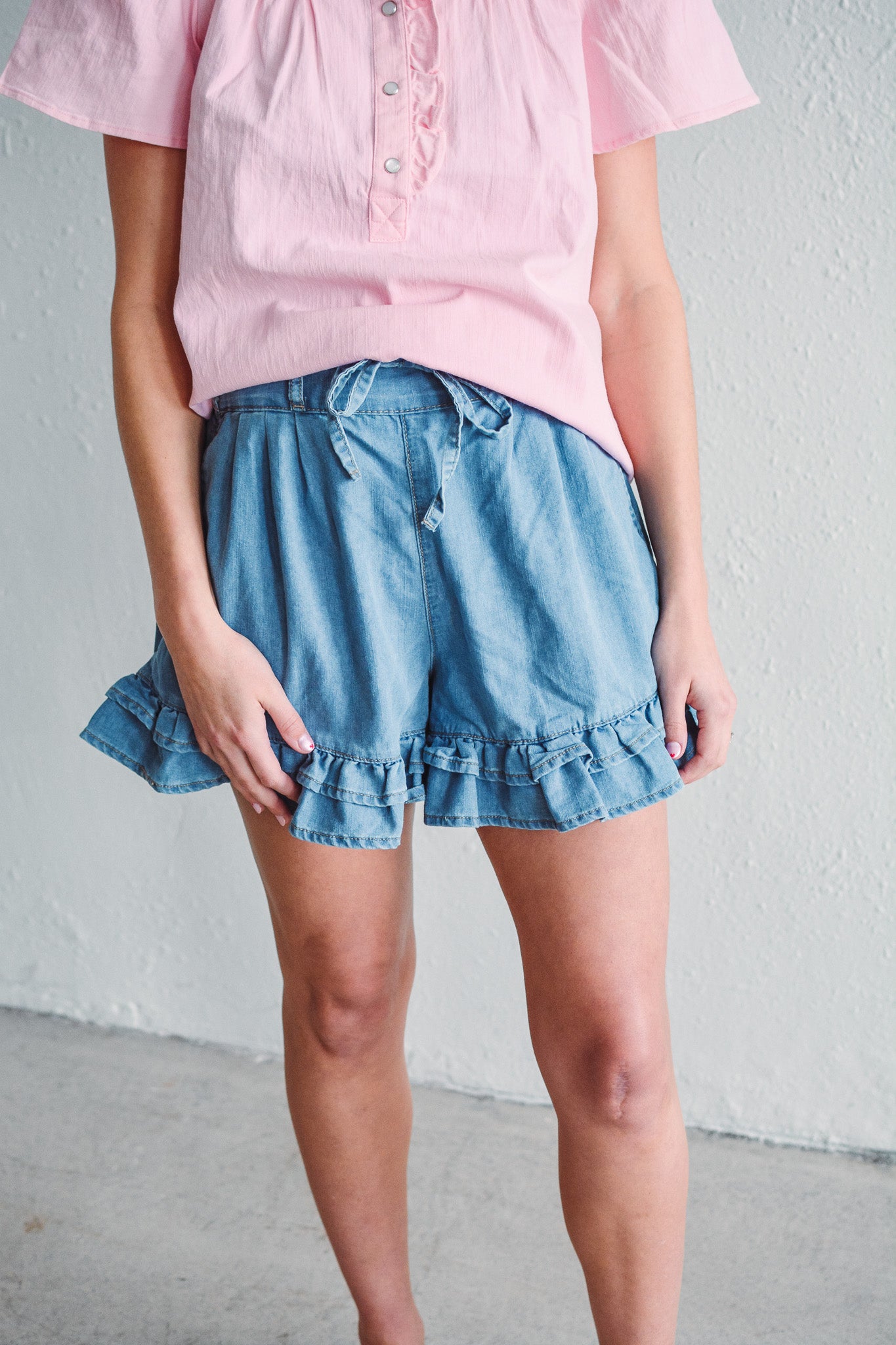 Ruffle Denim Shorts