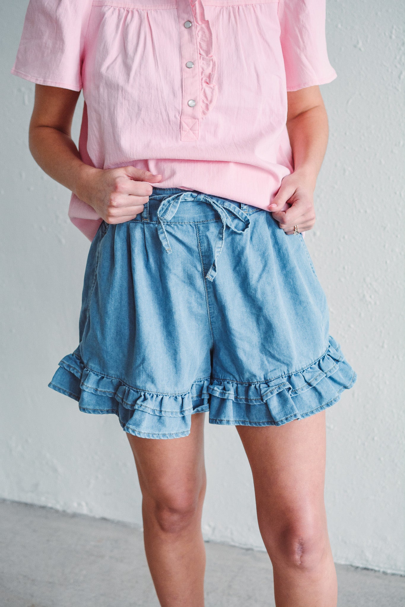 Ruffle Denim Shorts