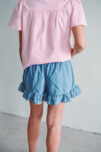 Ruffle Denim Shorts
