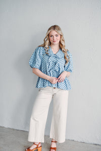 Polka Dot Denim Top