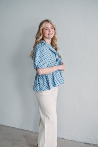 Polka Dot Denim Top