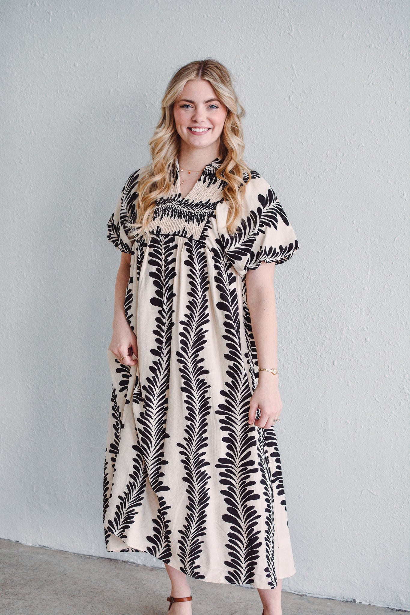 Palmline Black Dress