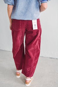 Maroon Barrel Corduroy Pant