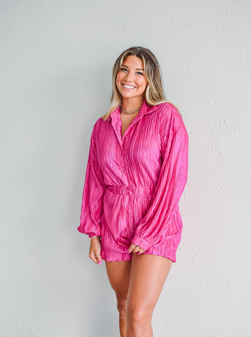 Think Pink Romper – Rhinestones and Roses