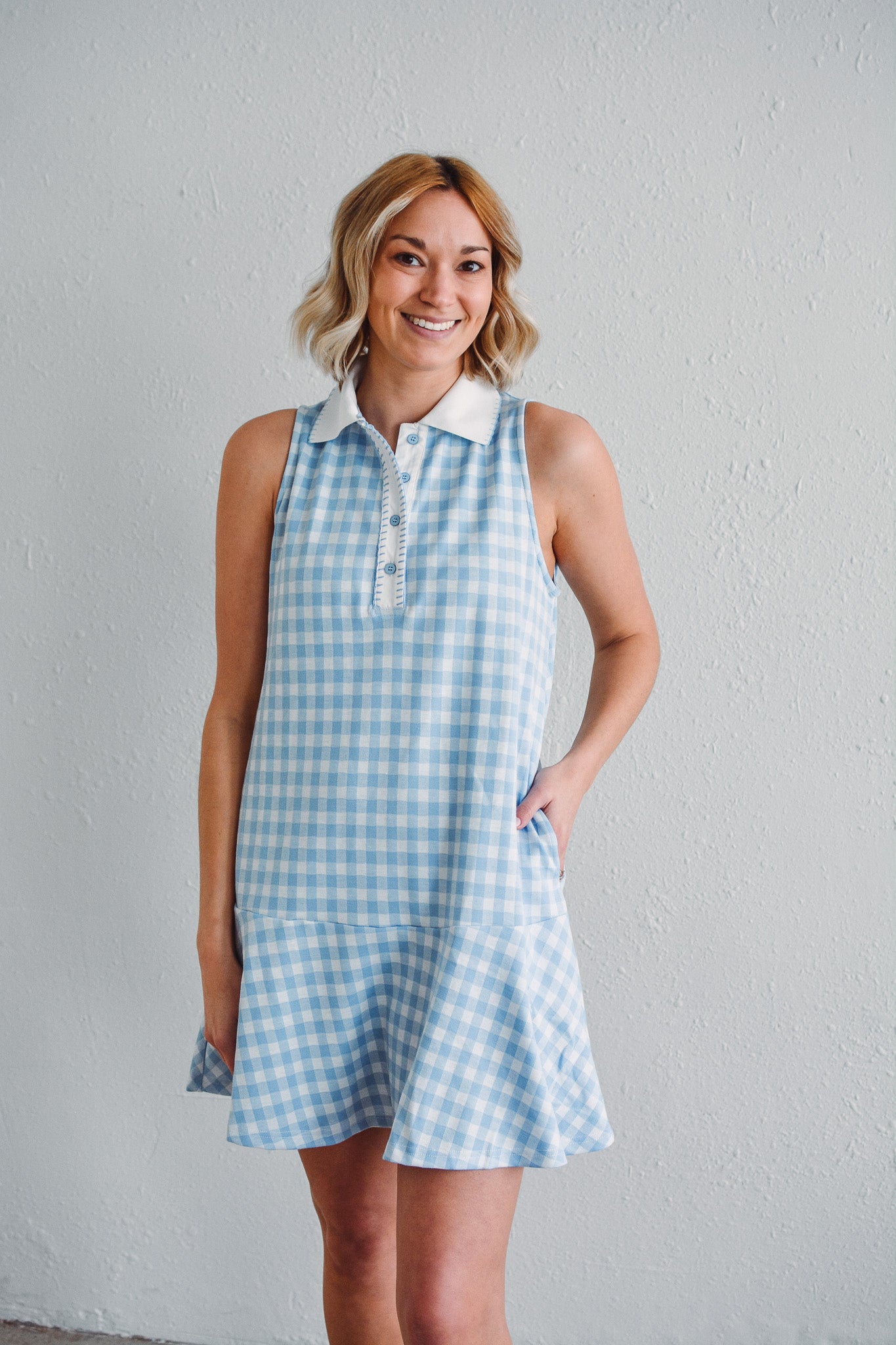 Sky Gingham Dress