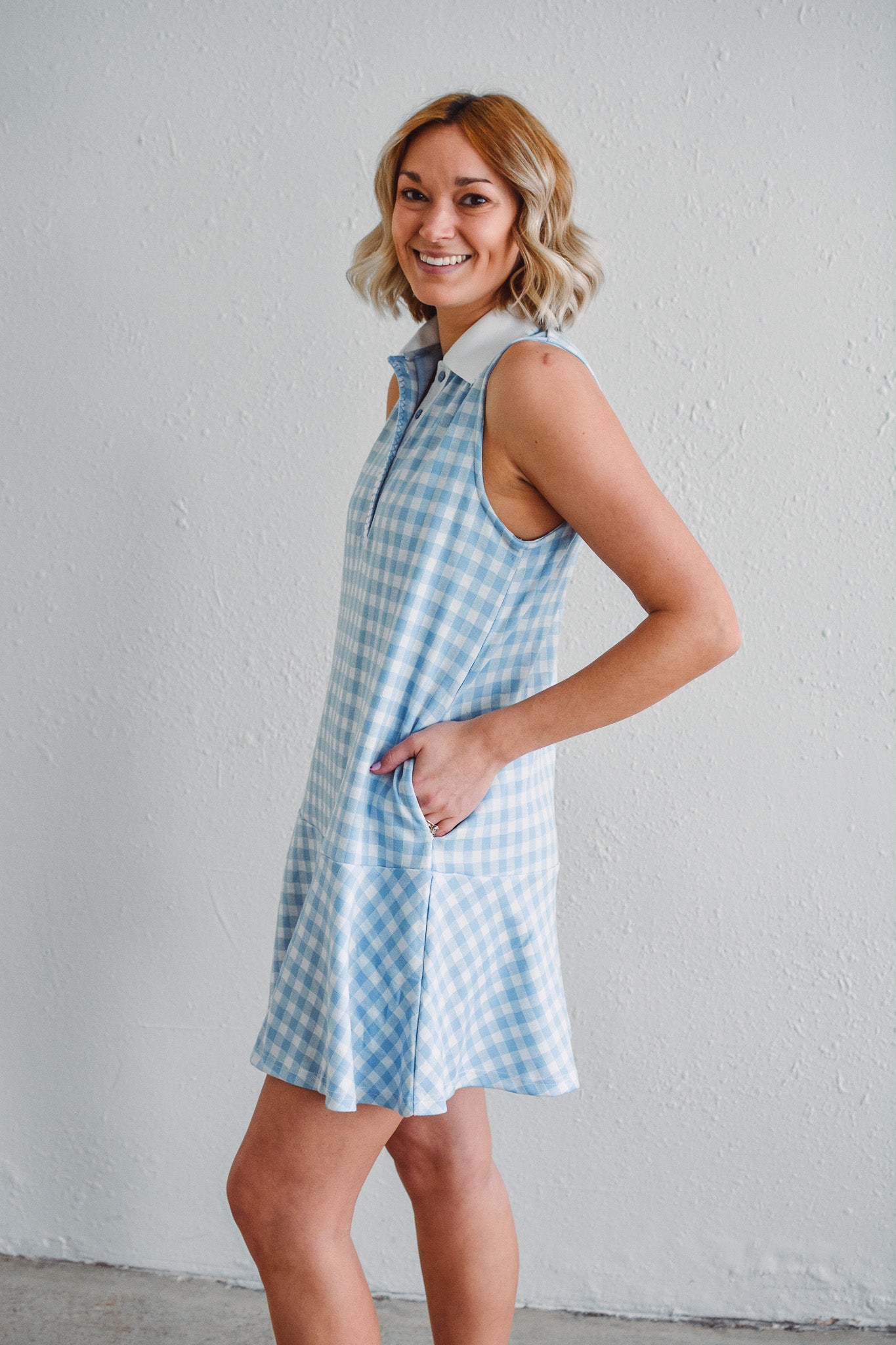 Sky Gingham Dress