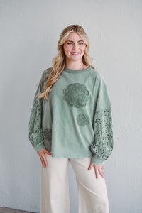 Sage Eyelet Top