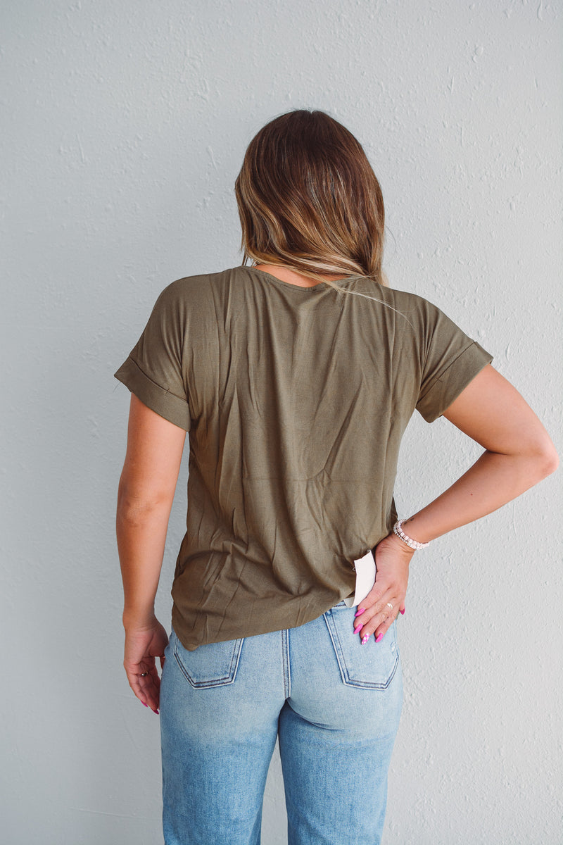 Dust Olive Knot Top