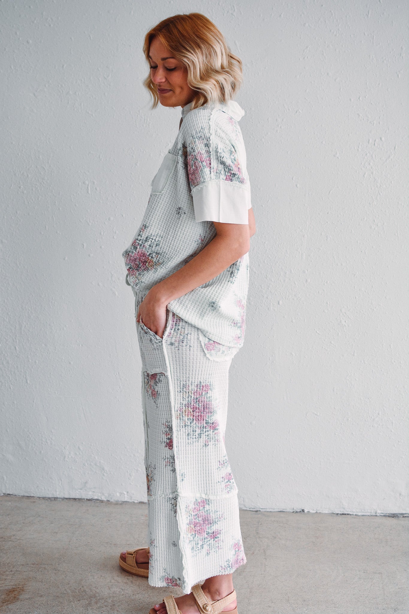 Floral Waffle Pants