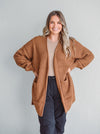 Camel Waffle Knit Cardigan