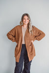 Camel Waffle Knit Cardigan