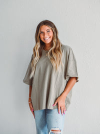 Khaki Raw Edge Top