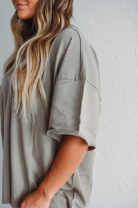 Khaki Raw Edge Top