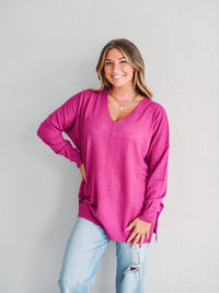 Magenta V Neck Sweater