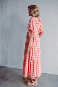 Citrus Rose Gingham Dress