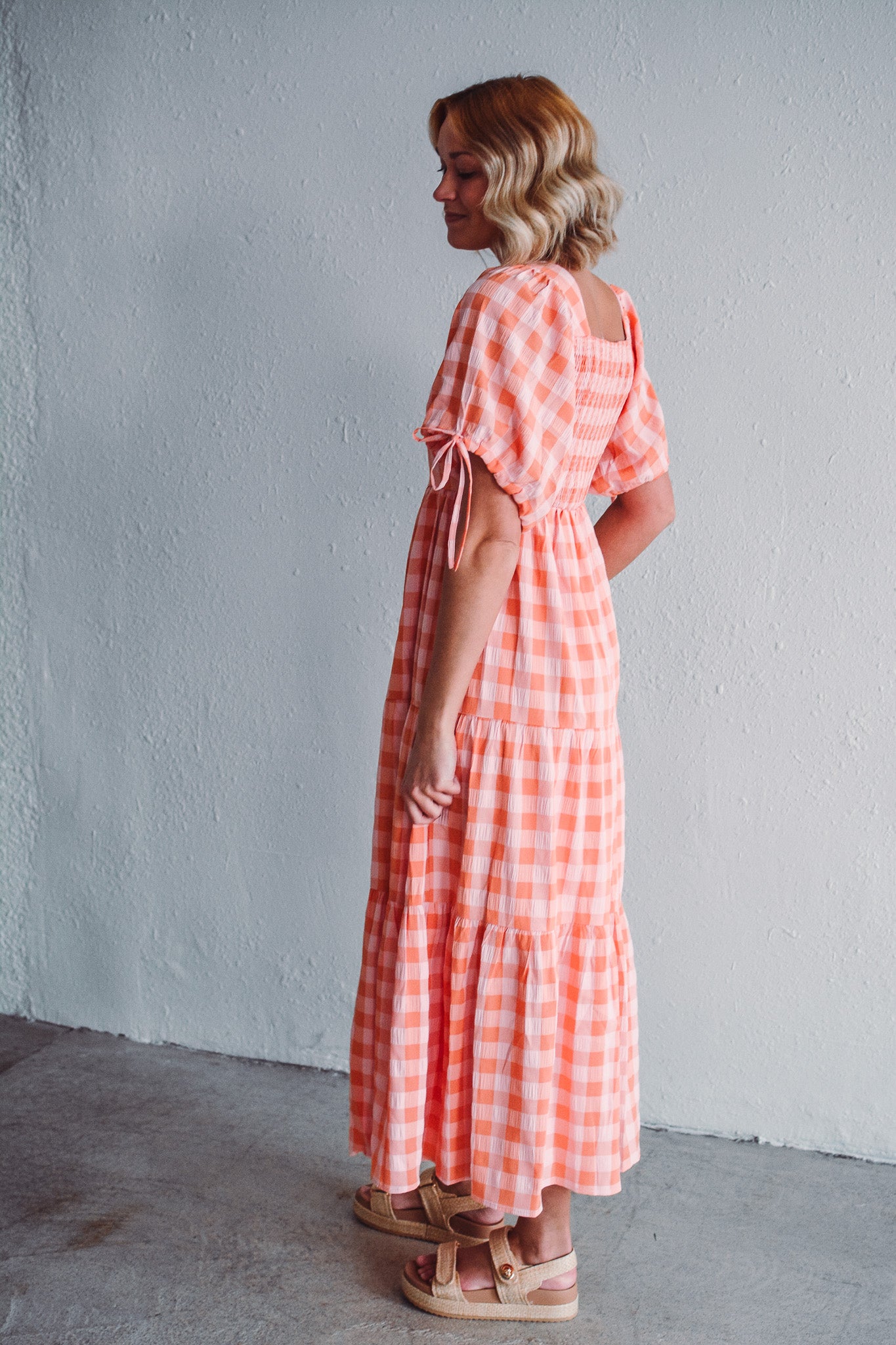 Citrus Rose Gingham Dress