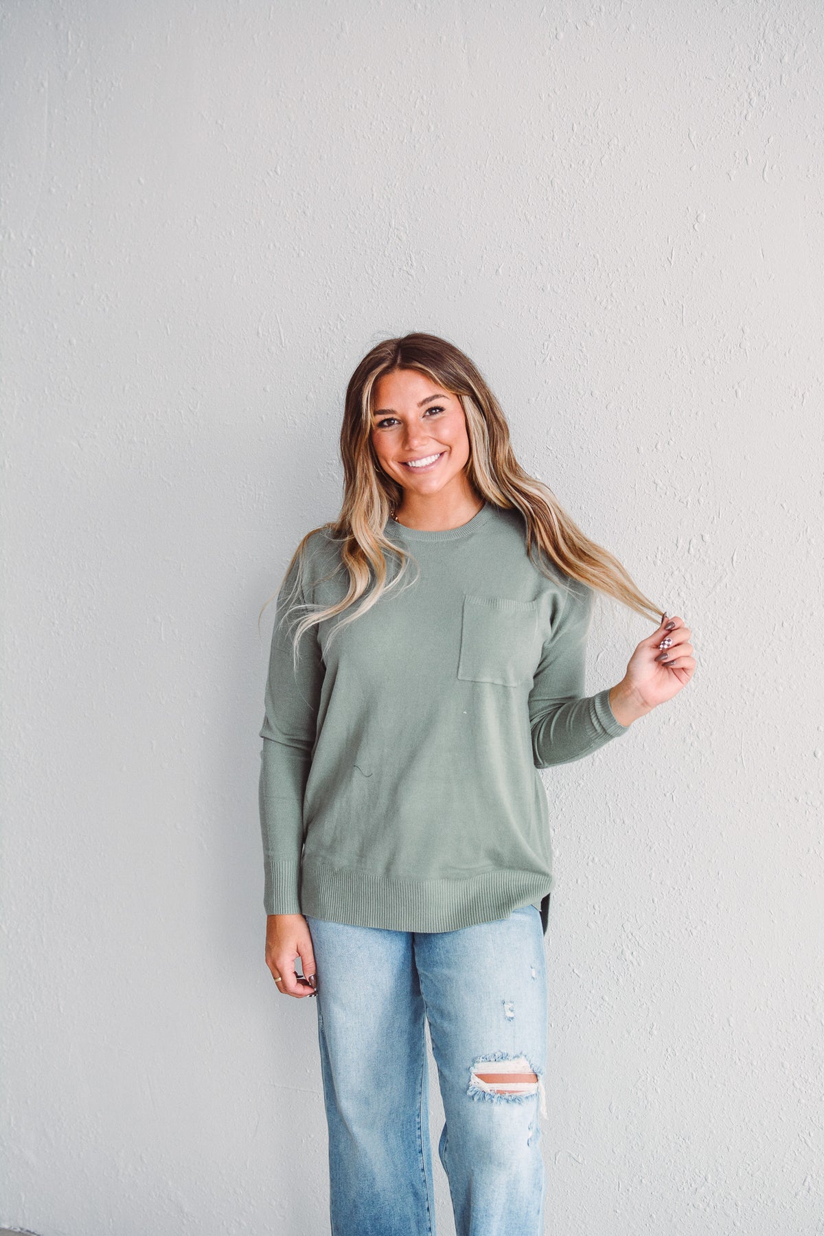 Sage Pocket Sweater