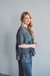 Gauze Charcoal Top