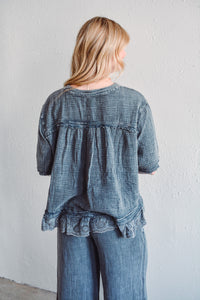 Gauze Charcoal Top