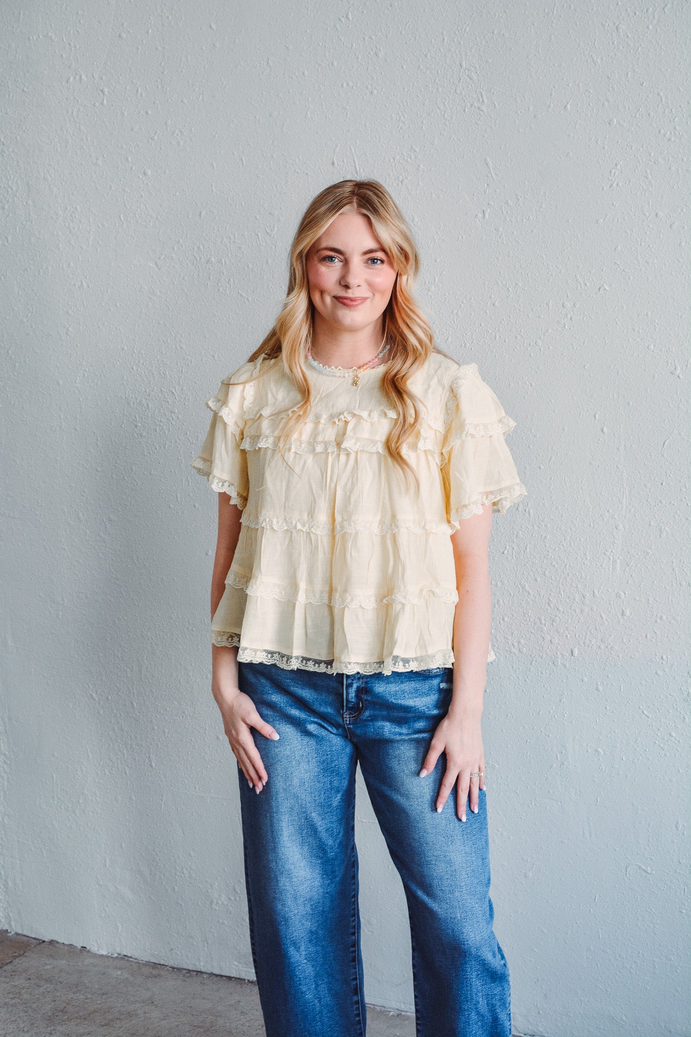Butter Yellow Ruffle Top