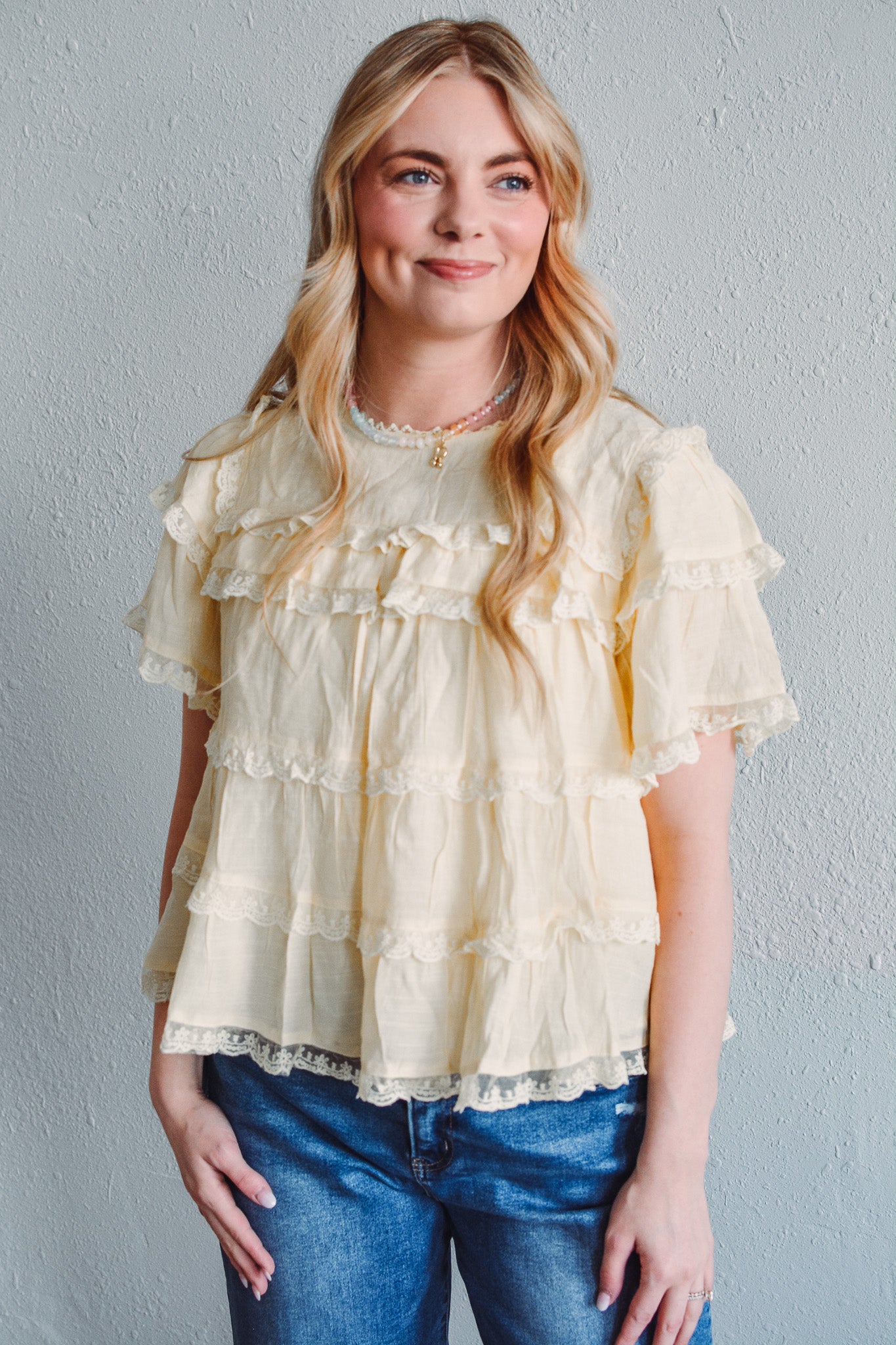 Butter Yellow Ruffle Top