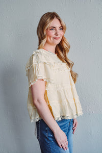 Butter Yellow Ruffle Top