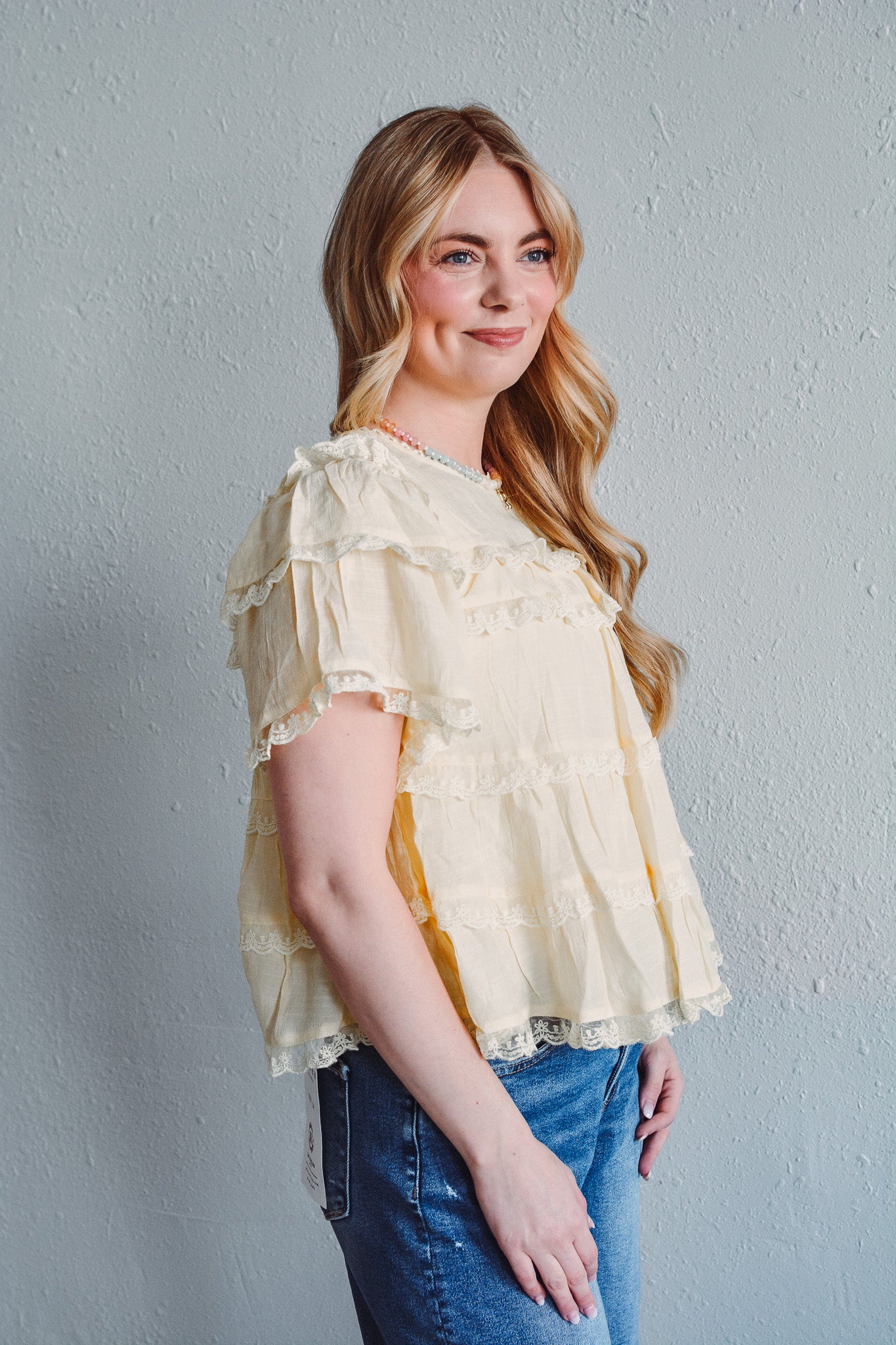 Butter Yellow Ruffle Top