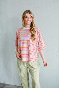Weekend Pink Striped Tee