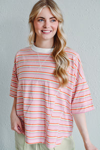 Weekend Pink Striped Tee