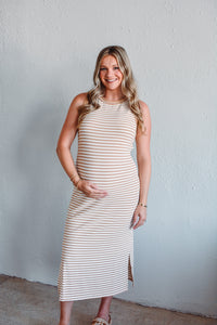 Tan Serena Stripe Dress