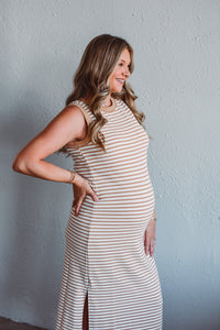 Tan Serena Stripe Dress